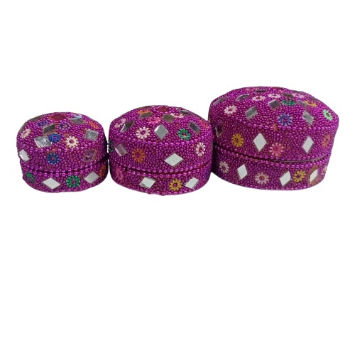 Handcrafted Decorative Bajri Box – Set of 3 - Image 14