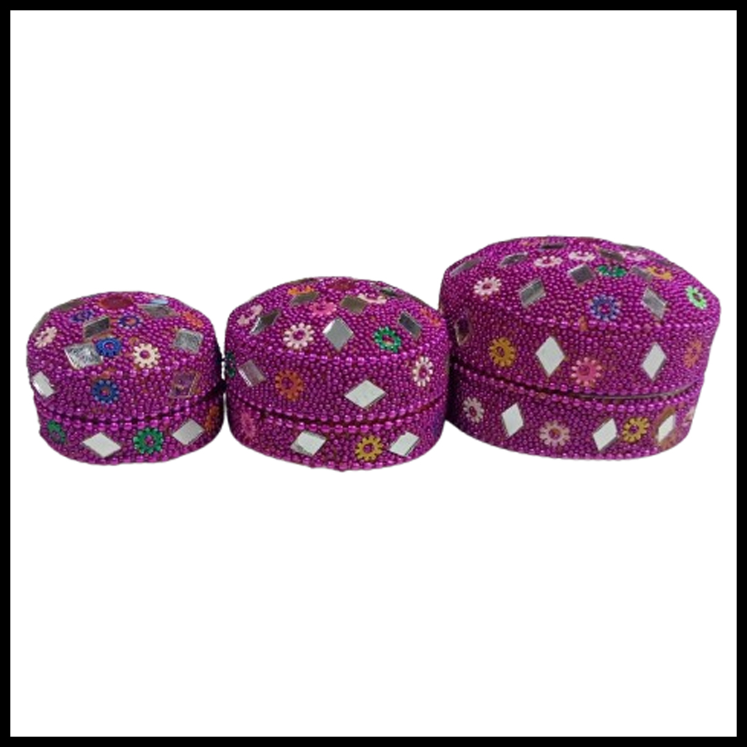 Handcrafted Decorative Bajri Box – Set of 3 - Image 2