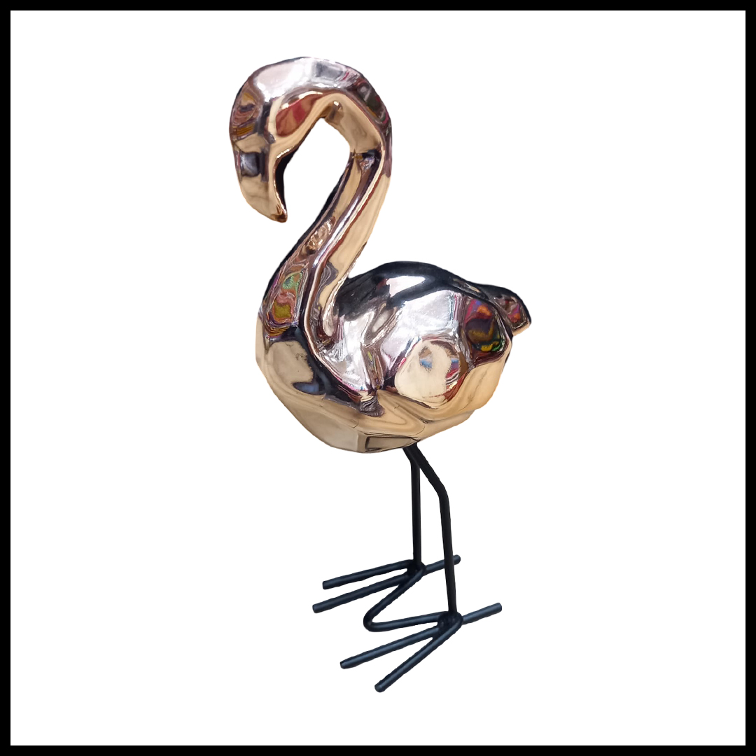 Elegant Golden Flamingo Metal Sculpture – Modern Home Décor Accent - Image 2