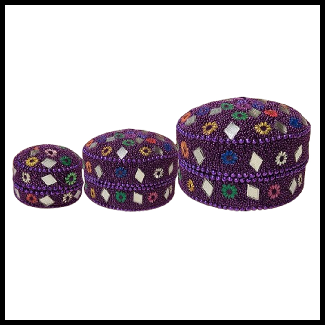 Handcrafted Decorative Bajri Box – Set of 3 - Image 2