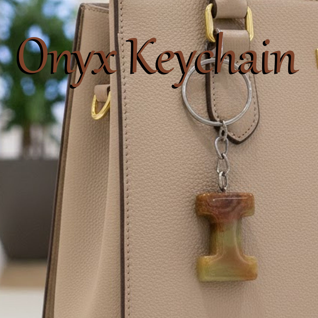 Handcrafted Onyx Marble Alphabetic Keychain