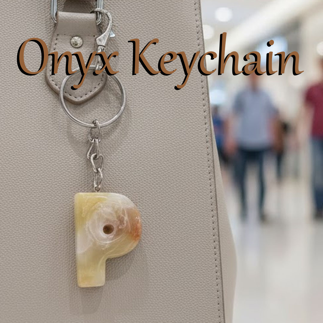 Handcrafted Onyx Marble Alphabetic Keychain
