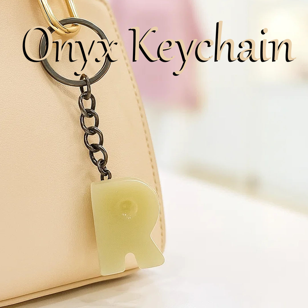 Handcrafted Onyx Marble Alphabetic Keychain