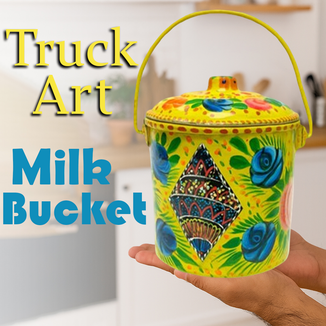 Truck Art Milk Bucket (Size : 14cmx11cm)