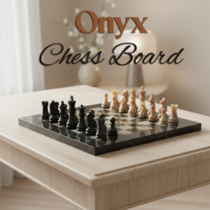 Handcrafted Onyx Marble Chess Board Size:8x8inch