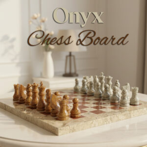 Handcrafted Onyx Marble Chess Board Size:8x8inch