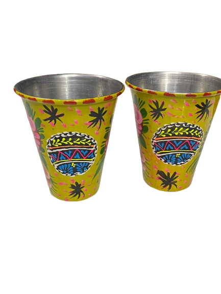 Truck Art Glass/Pakistani Hand painted Glass (2 Piece Set) (Size: H:11cmXD:9cm) - Image 5
