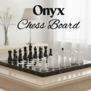 Handcrafted Onyx Marble Chess Board Size: 10×10 inch
