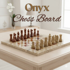 Handcrafted Onyx Marble Chess Board Size: 10×10 inch