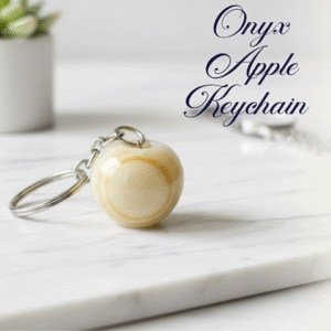 Handcrafted Onyx Marble Apple Keychain