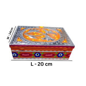 Chamakpatti Home Décor Box – Authentic Pakistani Truck Art Traditional Craft Decorative Storage Organizer for Living Rooms, Bedrooms and Display Shelves Unique Christmas Gift for Cultural Interiors and Handmade Craft Enthusiasts (W-14, L-20 cm)