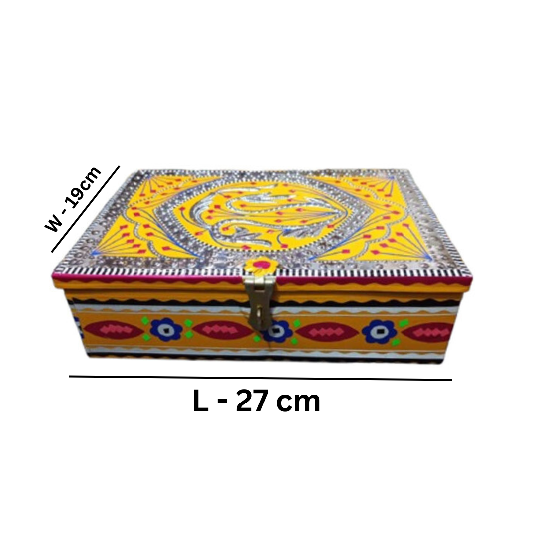 Chamakpatti Premium Decorative Box – Traditional Pakistani Truck Art Storage Craft Artistic Keepsake Organizer for Home Decoration and Small Personal Accessories Special Christmas Gift for Collectors, Family and Handmade Craft Enthusiasts (W-19, L-27 cm) - Image 2