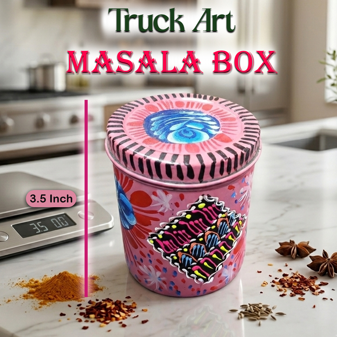 Truck Art Masala Box – Traditional Pakistani Spice Storage (H-3.5 Inch)
