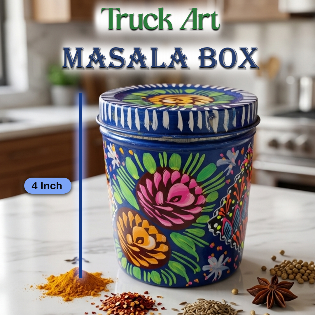 Truck Art Masala Box – Traditional Pakistani Spice Storage (H-4 Inch)