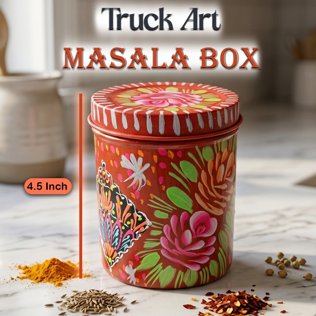 Truck Art Masala Box – Traditional Pakistani Spice Storage (H-4.5 Inch)