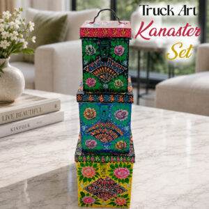 Truck Art Kanaster Set – Hand-Painted 3-Piece Decorative Storage Tins