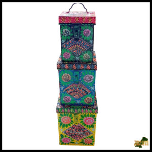 Truck Art Kanaster Set – Hand-Painted 3-Piece Decorative Storage Tins