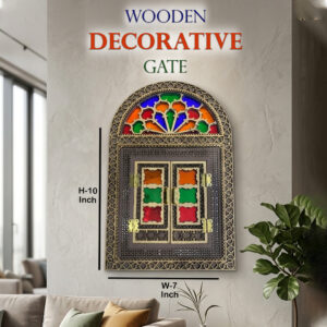 Handcrafted Wooden Decorative Gate (H-10inch × W-7inch)