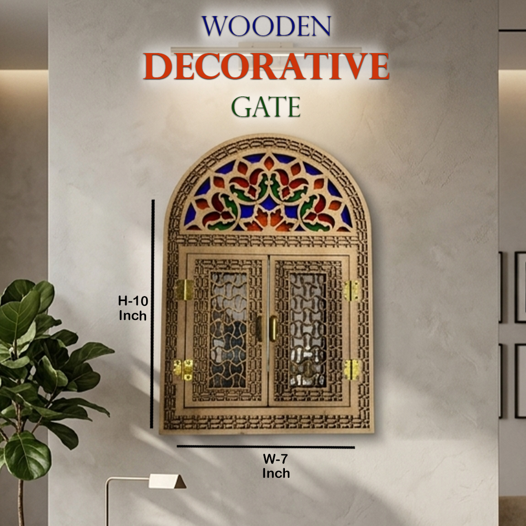 Handcrafted Wooden Decorative Gate (H-10inch × W-7inch)
