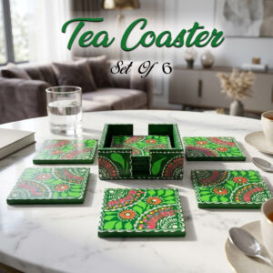 Truck Art Tea Coaster Set of 6 with Holder – Handmade Traditional Pakistani Design