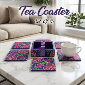 Truck Art Tea Coaster Set of 6 with Holder – Handmade Traditional Pakistani Design