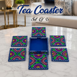 Truck Art Tea Coaster Set of 6 with Holder – Handmade Traditional Pakistani Design