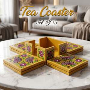 Truck Art Tea Coaster Set of 6 with Holder – Handmade Traditional Pakistani Design