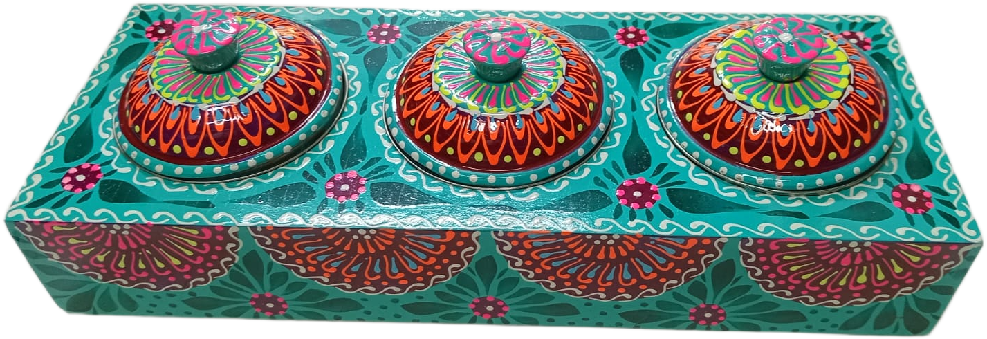 Truck Art 3 Jar Spice Box – Vibrant Wooden Storage Organizer - Image 4