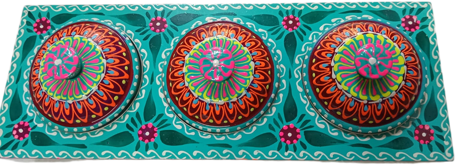 Truck Art 3 Jar Spice Box – Vibrant Wooden Storage Organizer - Image 5