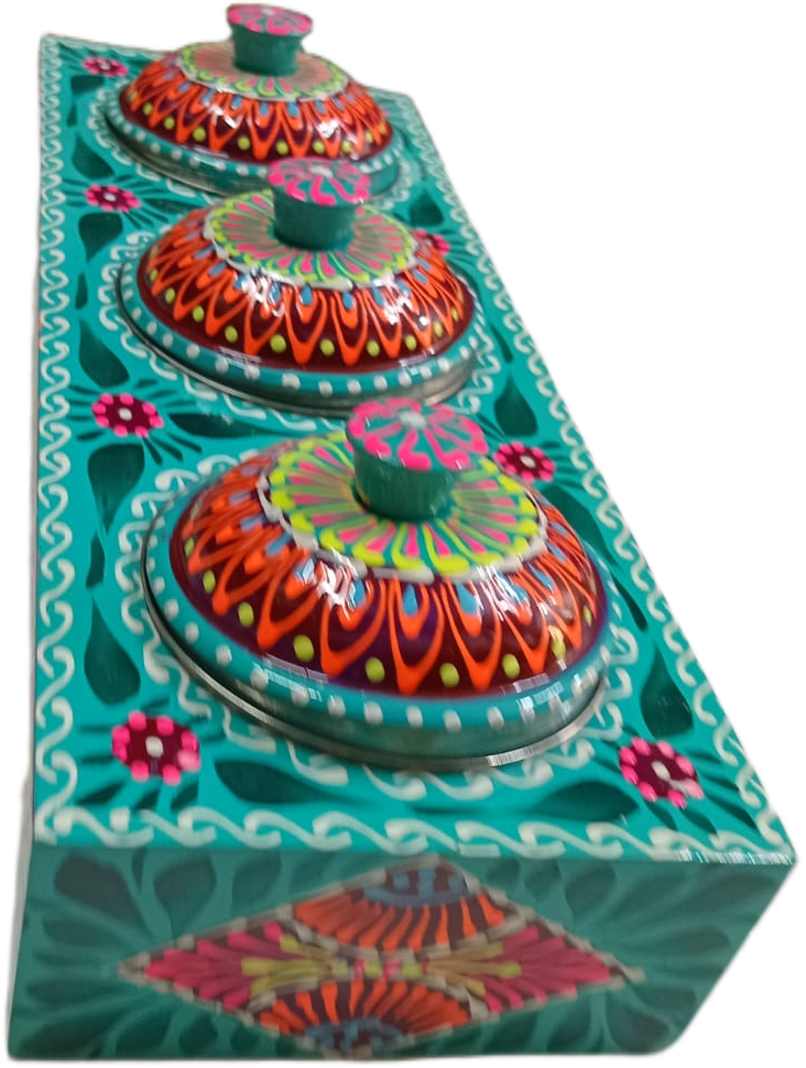 Truck Art 3 Jar Spice Box – Vibrant Wooden Storage Organizer - Image 6