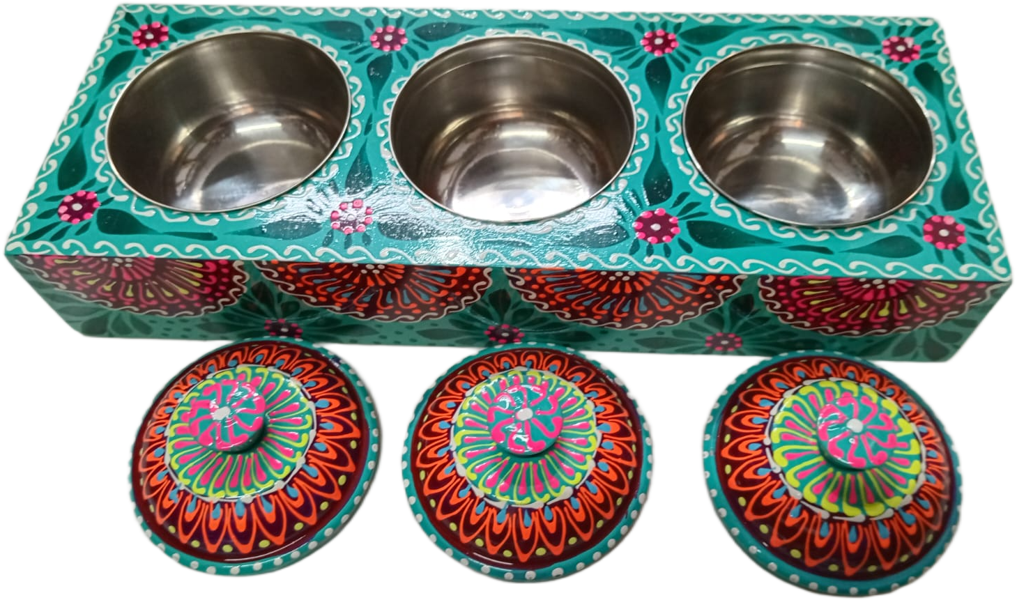 Truck Art 3 Jar Spice Box – Vibrant Wooden Storage Organizer - Image 7