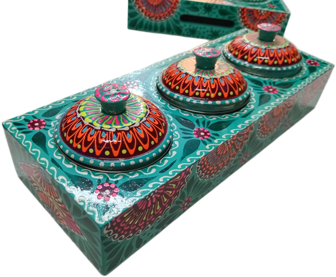 Truck Art 3 Jar Spice Box – Vibrant Wooden Storage Organizer - Image 8