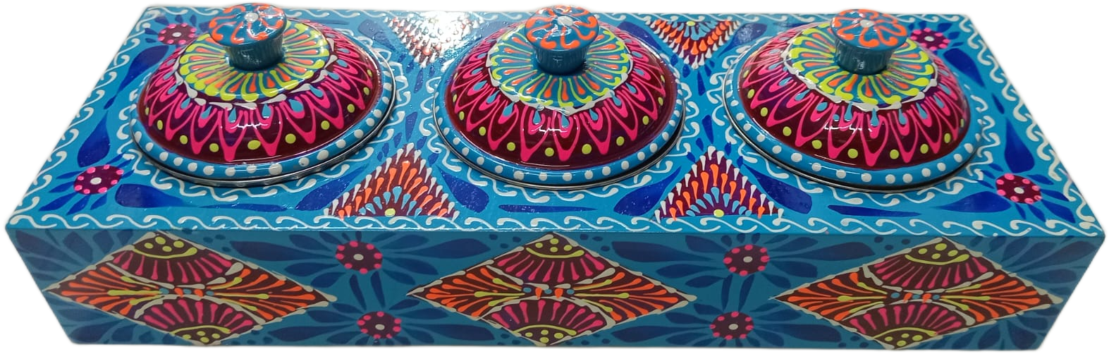 Truck Art 3 Jar Spice Box – Vibrant Wooden Storage Organizer - Image 4