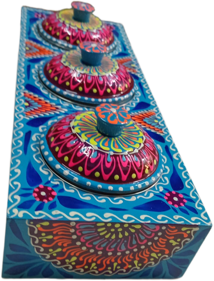 Truck Art 3 Jar Spice Box – Vibrant Wooden Storage Organizer - Image 5