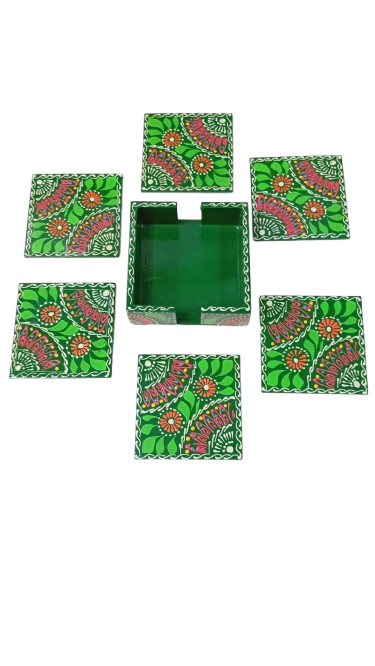 Truck Art Tea Coaster Set of 6 with Holder – Handmade Traditional Pakistani Design - Image 3