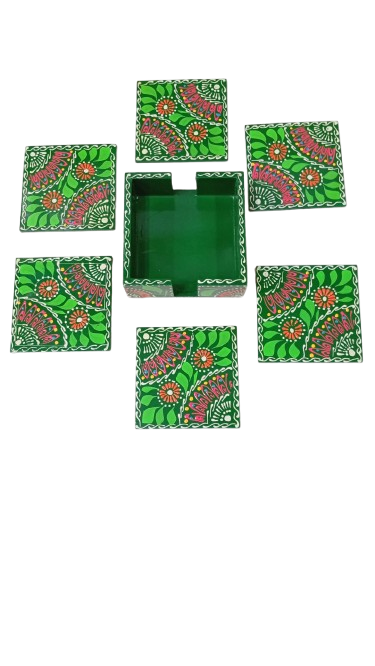 Truck Art Tea Coaster Set of 6 with Holder – Handmade Traditional Pakistani Design - Image 4
