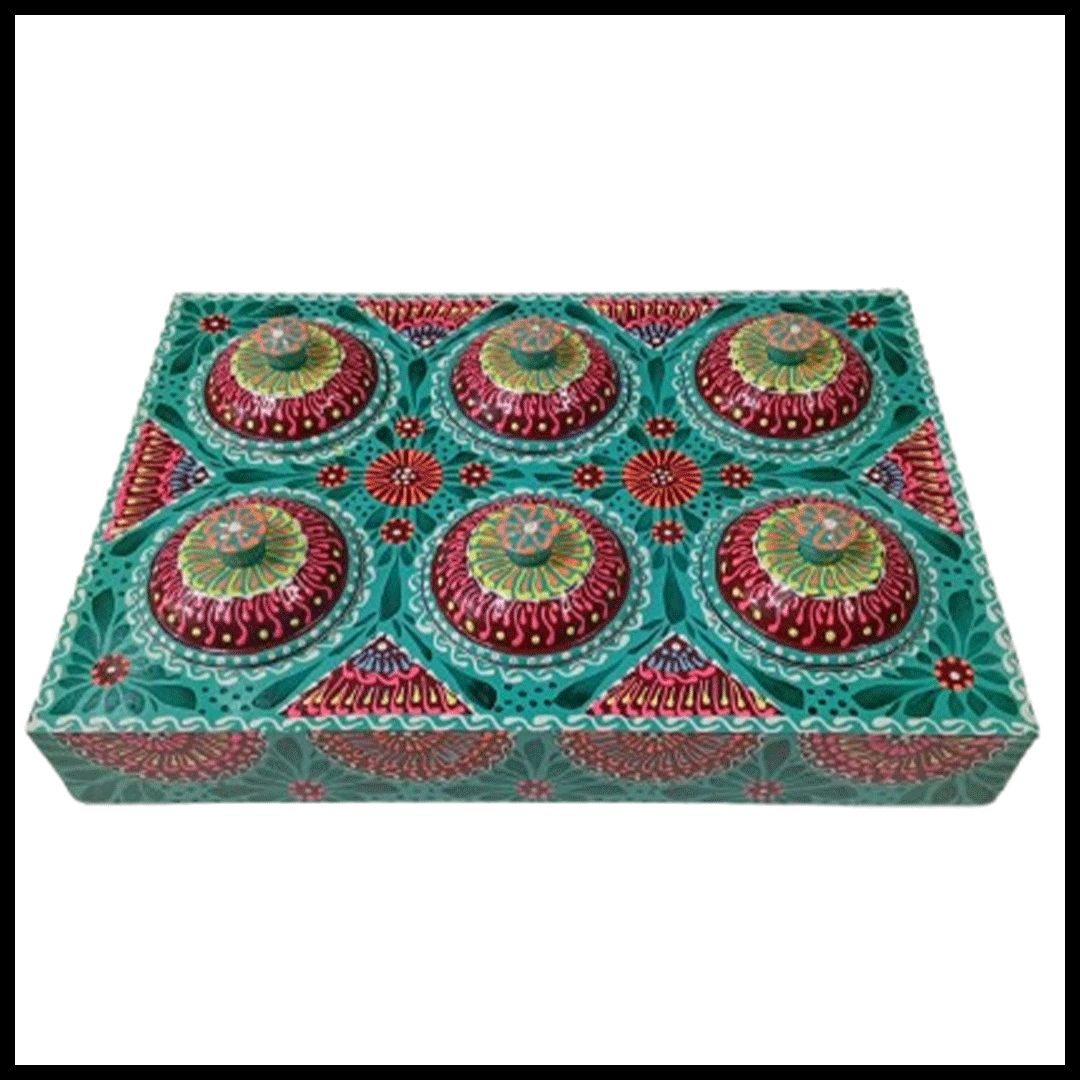 Truck Art 6 Jar Spice Box – Vibrant Wooden Storage Organizer