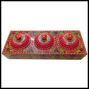 Truck Art 3 Jar Spice Box – Vibrant Wooden Storage Organizer