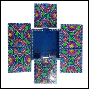 Truck Art Tea Coaster Set of 6 with Holder – Handmade Traditional Pakistani Design
