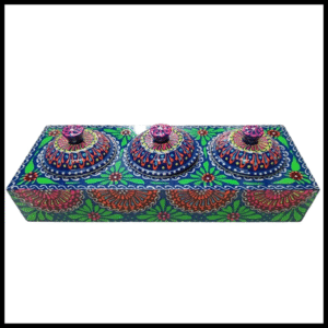 Truck Art 3 Jar Spice Box – Vibrant Wooden Storage Organizer