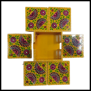 Truck Art Tea Coaster Set of 6 with Holder – Handmade Traditional Pakistani Design