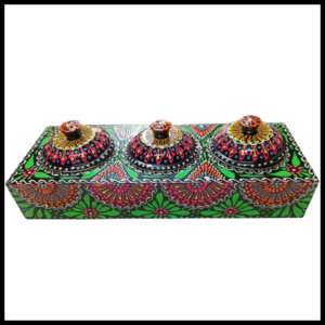 Truck Art 3 Jar Spice Box – Vibrant Wooden Storage Organizer