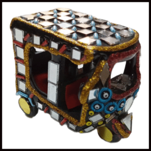 Decorative Mirror Work Rickshaw (W-6cm)