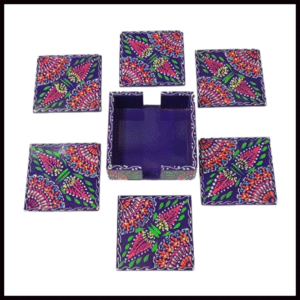 Truck Art Tea Coaster Set of 6 with Holder – Handmade Traditional Pakistani Design