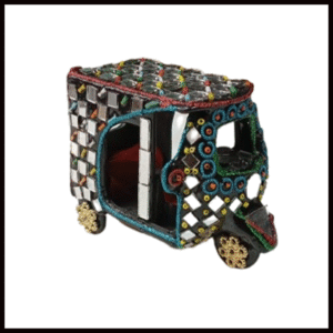 Decorative Mirror Work Rickshaw (W-8cm)