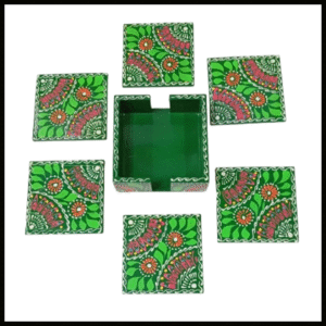 Truck Art Tea Coaster Set of 6 with Holder – Handmade Traditional Pakistani Design