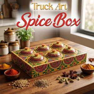 Truck Art 6 Jar Spice Box – Vibrant Wooden Storage Organizer