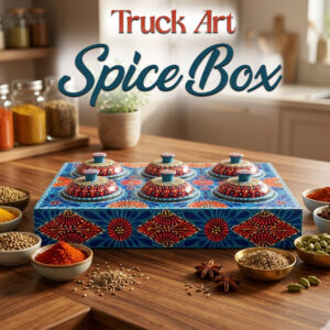 Truck Art 6 Jar Spice Box – Vibrant Wooden Storage Organizer
