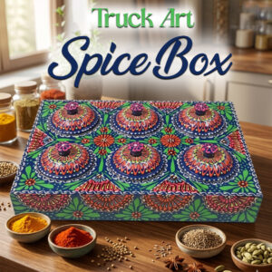 Truck Art 6 Jar Spice Box – Vibrant Wooden Storage Organizer