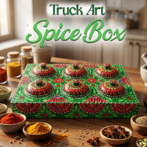 Truck Art 6 Jar Spice Box – Vibrant Wooden Storage Organizer